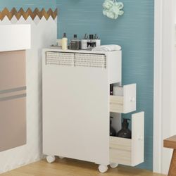 Narrow Slim Rolling Storage Cart and Organizer Kitchen Storage Cabinet
