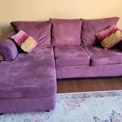 85" Purple Faux Suede Couch - Good condition