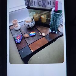 Black Metal Stone Coffee Table And End Table