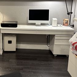 White Lacquer desk - It Does Not Include The File Cabinet 