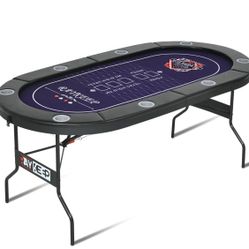 71 Inch Gaming Card Table Foldable, 8 Player Folding Gaming Tables - New In Box