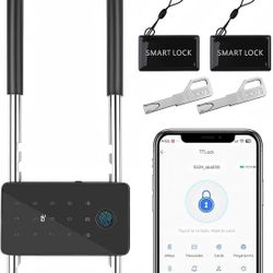 Long Shackle Padlock U Lock Bike Gate Combo U-Lock Adjustable Shackle, Lock with Fingerprint, Keypad Code, App Control, Auto Lock