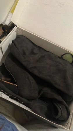Black Suede Knee-High Boots