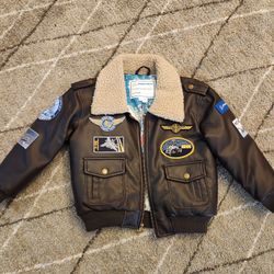 Leather Flight Jacket - Size 6T