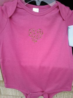 NEW! Pink onesie with pink and green heart