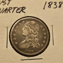 1838 Capped Bust Quarter VF Details/Silver (832k Mintage)