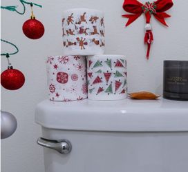 Acleanus Christmas Toilet Paper - Santa and Christmas Tree Patterns for Holiday Bathrooms, Suitable for Holiday Bathrooms, Decorations and Party Suppl