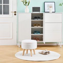 Storage Ottoman Footstool Soft Padded Seat 4 Wood Legs Size Diameter 13", Height 12" NEW CONDITION