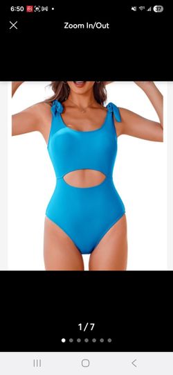Stunning Chic Women's AIMAGE Blue Cutout One Piece Swimsuit S
