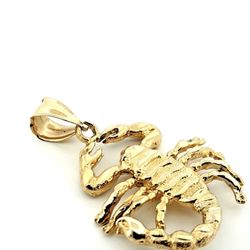 14k Yellow Gold 1.5 inch Solid Scorpion Pendant 