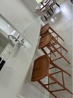 Set of 3 Wooden Bar Stools