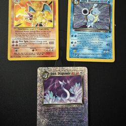 Pokemon Charizard 4/102 base set Dark Blastoise 3/82 Dark Dragonair