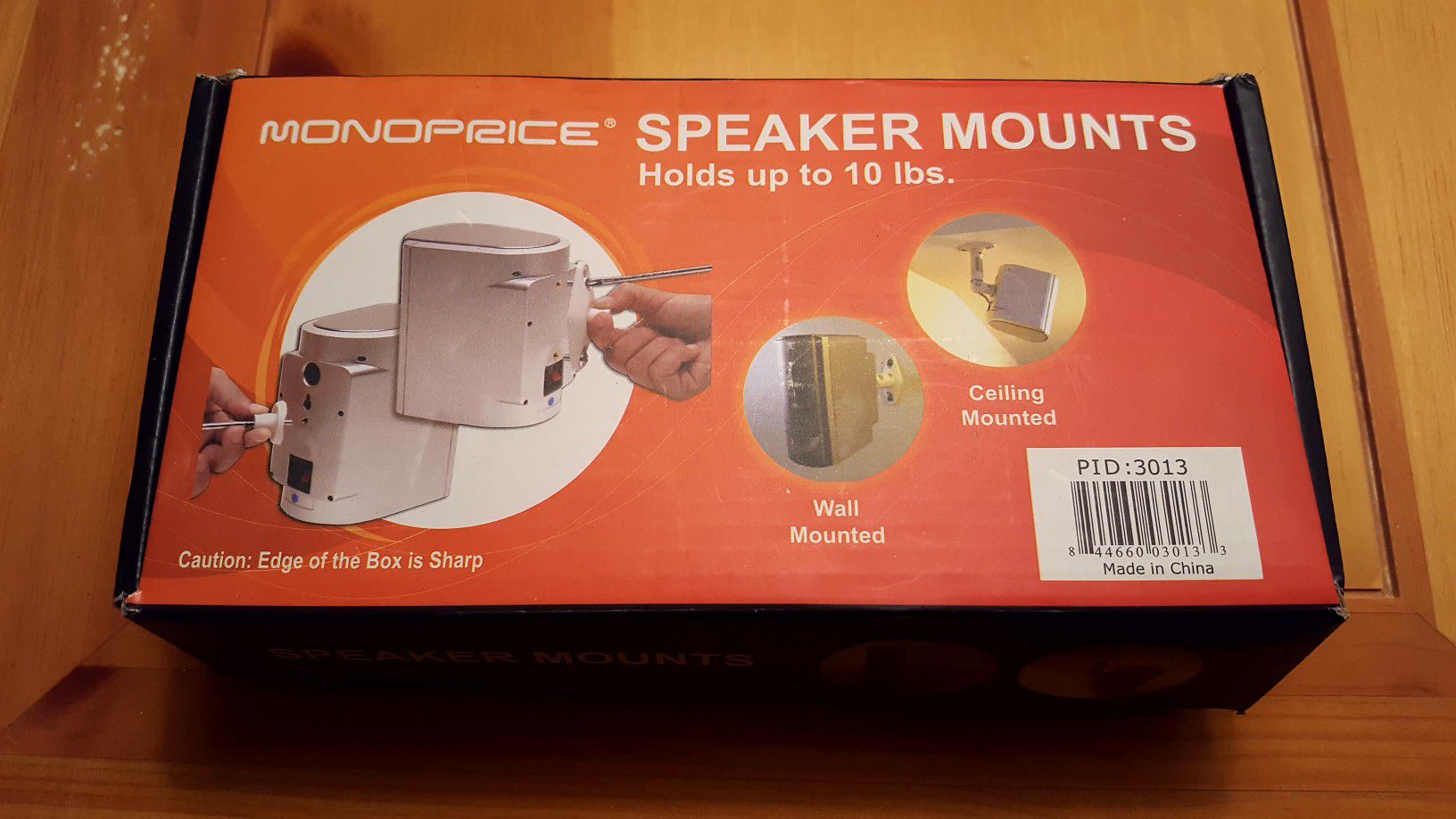 Monoprice Speaker Wall Mounting Bracket, White (Max 10 lbs), Set of 2