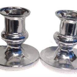 Silver Plastic Acrylic Candle Holders for Taper Candles 12 Count