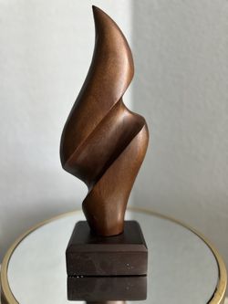 Wood Statue On Rectangular Base 