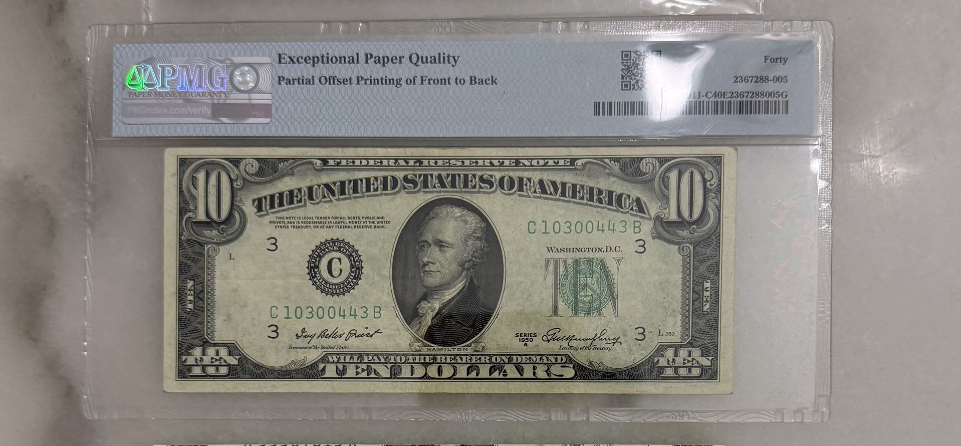 ERROR** Double Face PMG 40 1950 A $10 Federal Reserve Note