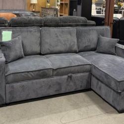 Reversible Sectional Sofa With Pull-out Bed Cup Holder & USB Ports ‼️no Tax