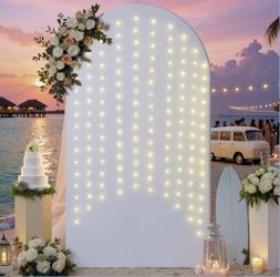 Arch backdrop 7.2ft white with string lights
