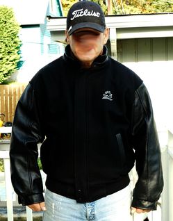 Large Leather and Melton varsity winter jacket -never used