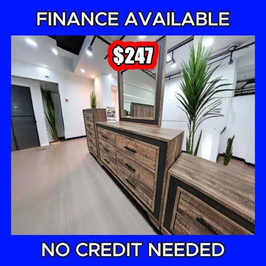 🔥 DRESSER + MIRROR DEAL! / ¡OFERTA DE TOCADORY ESPEJO! 💲 Only $247 💳 EASY FINANCING AVAILABLE! Delivery Available  🆔 # P F5528