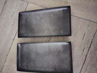 Two Gray Rectangular Metal Trays