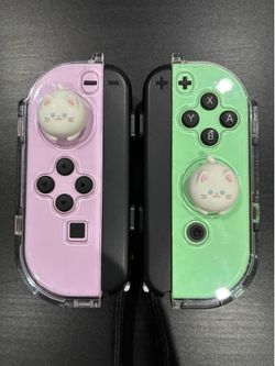 Nintendo Switch Joy-Cons - Pastel Purple & Green w/ Guards, Thumb Grips, & Straps