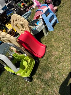 Kids slide and climber water table and cozy coupe. 75 all