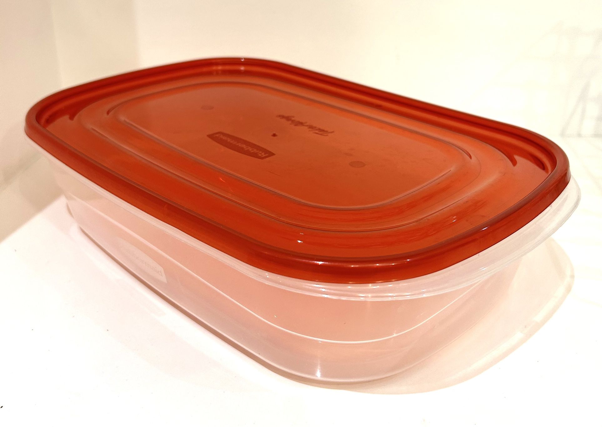 Rubbermaid Take Along Large Rectangle Storage Container 1.1 Gal. Sheer w Red Lid -  3” x 13” x 9” 