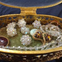 Vintage Jewelry Box And Jewelry Included