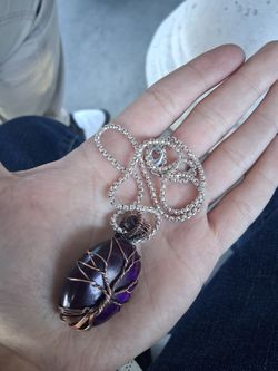 Hand wrapped amethyst necklace