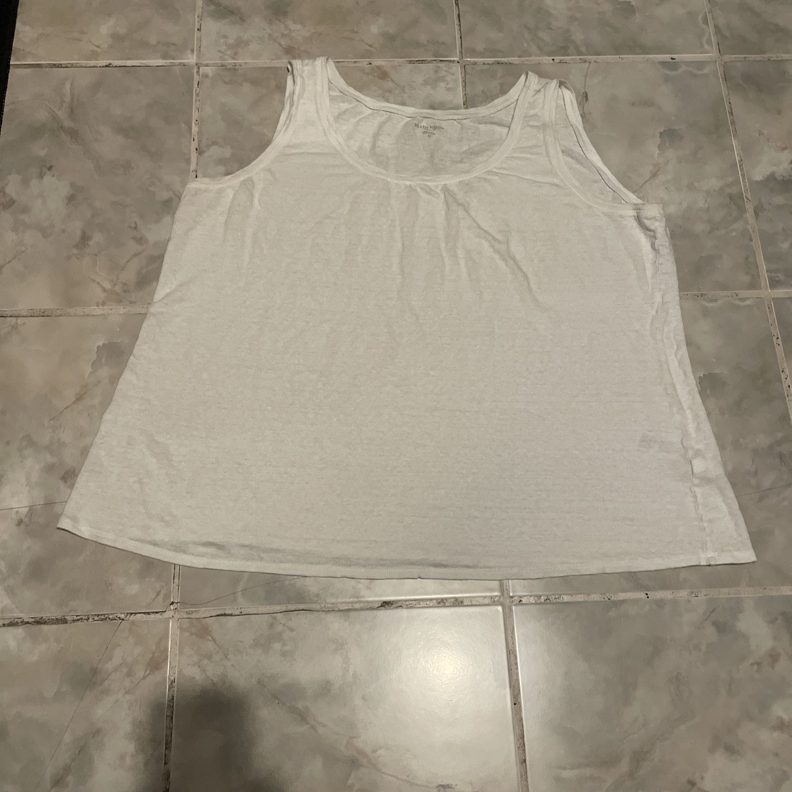 Eileen Fisher Plus White Jersey Crew Neck Sleeveless Tee Tank Top Blouse 2X