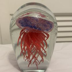 5.5” Large Art Glass Jellyfish  Heavy Paperweight 