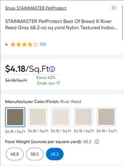 Brand New STAINMASTER PetProtect Best Of Breed III River Reed Gray Carpet