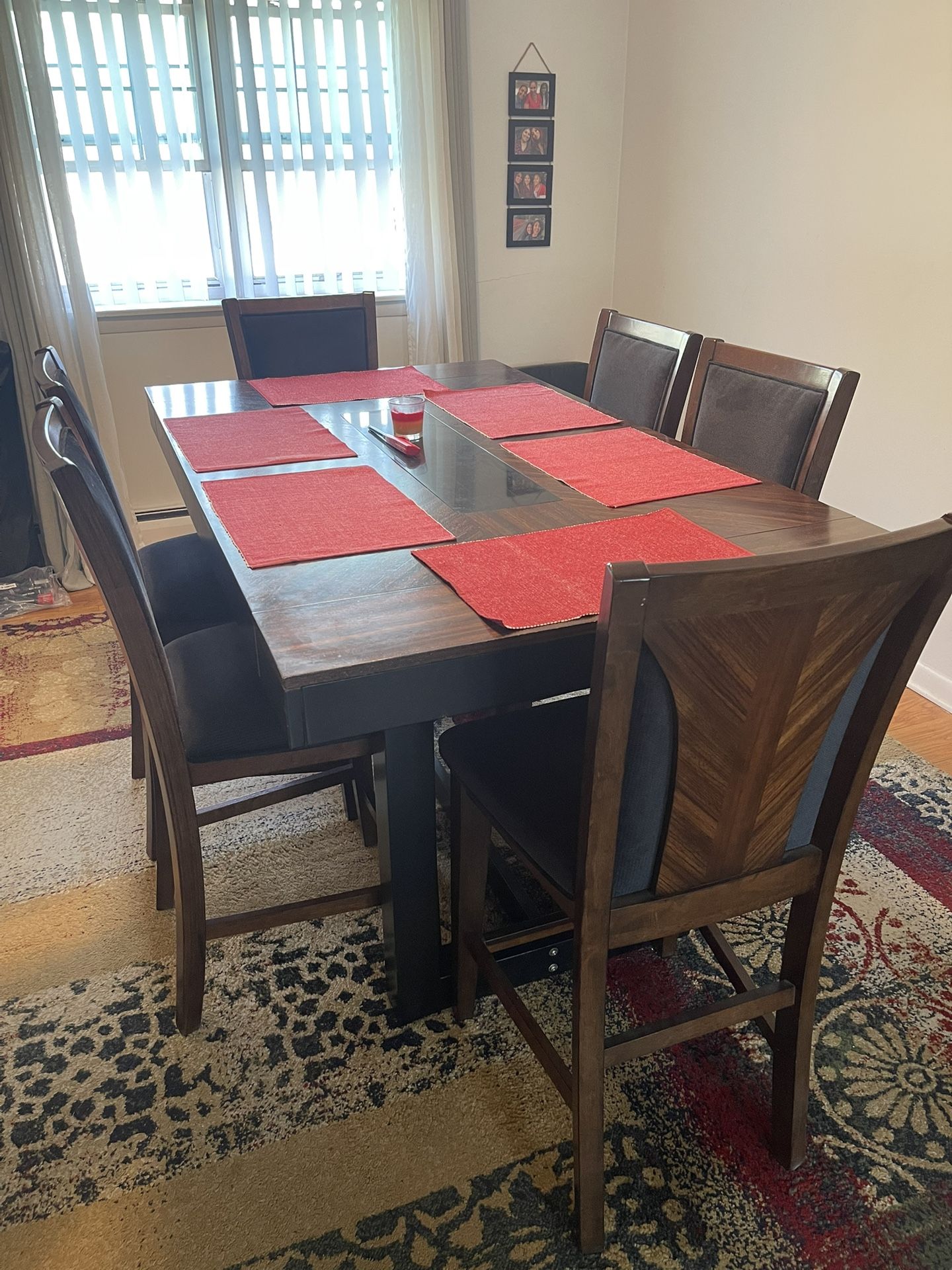 Dining Room Table.  Pub Style Seating.