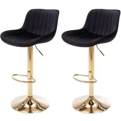 Modern Gold Black Bar Stools Adjustable Height