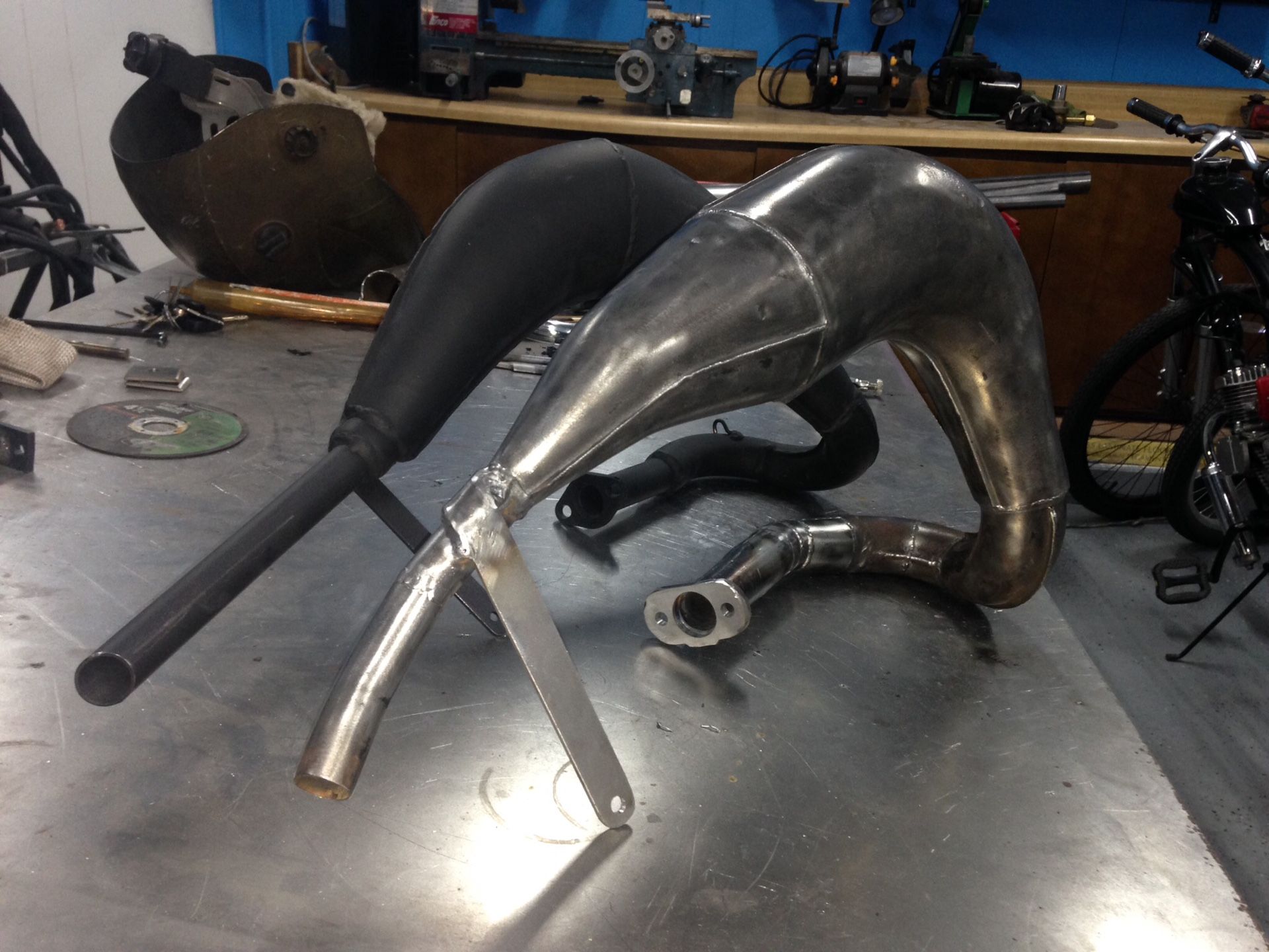 Motorized bicycle 66/80cc custom expansion chamber exhaust pipes for ...