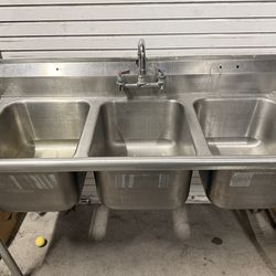 3 compartment sink and faucet
