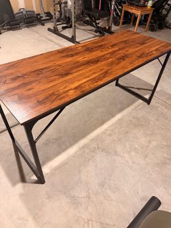 Industrial Wood Top Desk with Metal Frame
