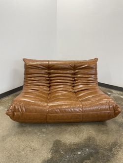 Togo Style Double Seat Sofa - Vintage Brown 