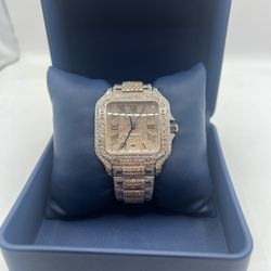 Men’s 2 tone Cartier bust down Santos wrist watch