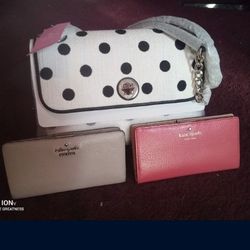 KATE SPADE TOTE & 2 LEATHER WALLETS
