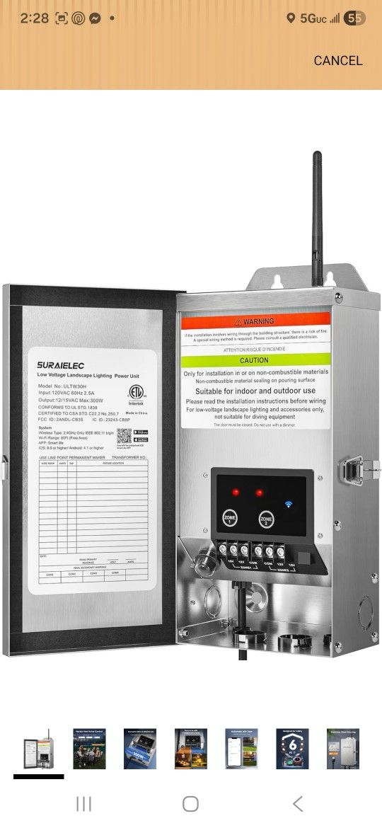 300W Wi-Fi Low Voltage Landscape Transformer with 2 Zones