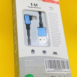 lakewei 90 Degree iPhone Charger Lightning Cable Fast Charging Right Angle Cord for AirPods/iPad/iPhone14 - iPhone5 (Blue)