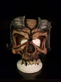 Demon Halloween mask and black hooded robe