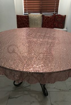 New Pink Sequence tablecloth 60 inches