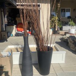 Modern Floor Vases with Decorative Branches - Set of 2