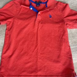 Red Boys US Polo Shirt Size L (10-12 )