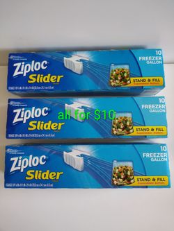 Ziploc Freezer Bags, Reusable Gallon Size Slider Bags, BPA-free Plastic, Power Shield Technology - 10 Count