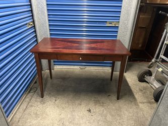 Wood Desk with Inlay and Drawer