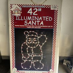 Outdoor Christmas Decoration, 42’ Illuminated Santa Claus. 